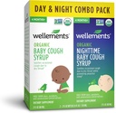 Wellements Organic Tos bebé Día del jarabe Valor Combo Pack Silencioso Hora del día & Noche Baby Cough Relief, Calms Dry Throats * USDA Organic tención (2) 2 Fl Oz. Botellas, 4 Meses+