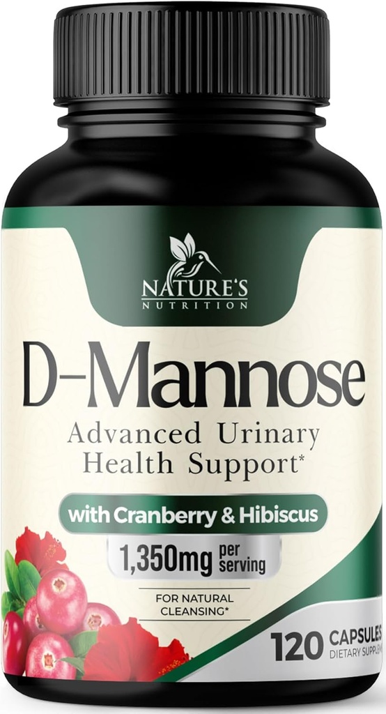 [BRSWGAY7OACA4DQU] D-Mannose Suplemento 1,350 mg con Cranberry & Hibiscus - Activo rápido eficaz, aflojar las impurezas para la vejiga natural, Urinary Tract Health Support, para Mujeres y Hombres, No GMO, Vegan, 120 cápsulas