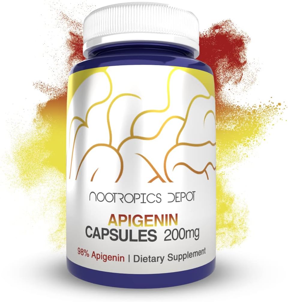 Nootropics Depot Apigenin Capsules TEN 200mg TEN 30 Conde Ø98% Apigenin ← Apoyos Niveles de estrés saludables