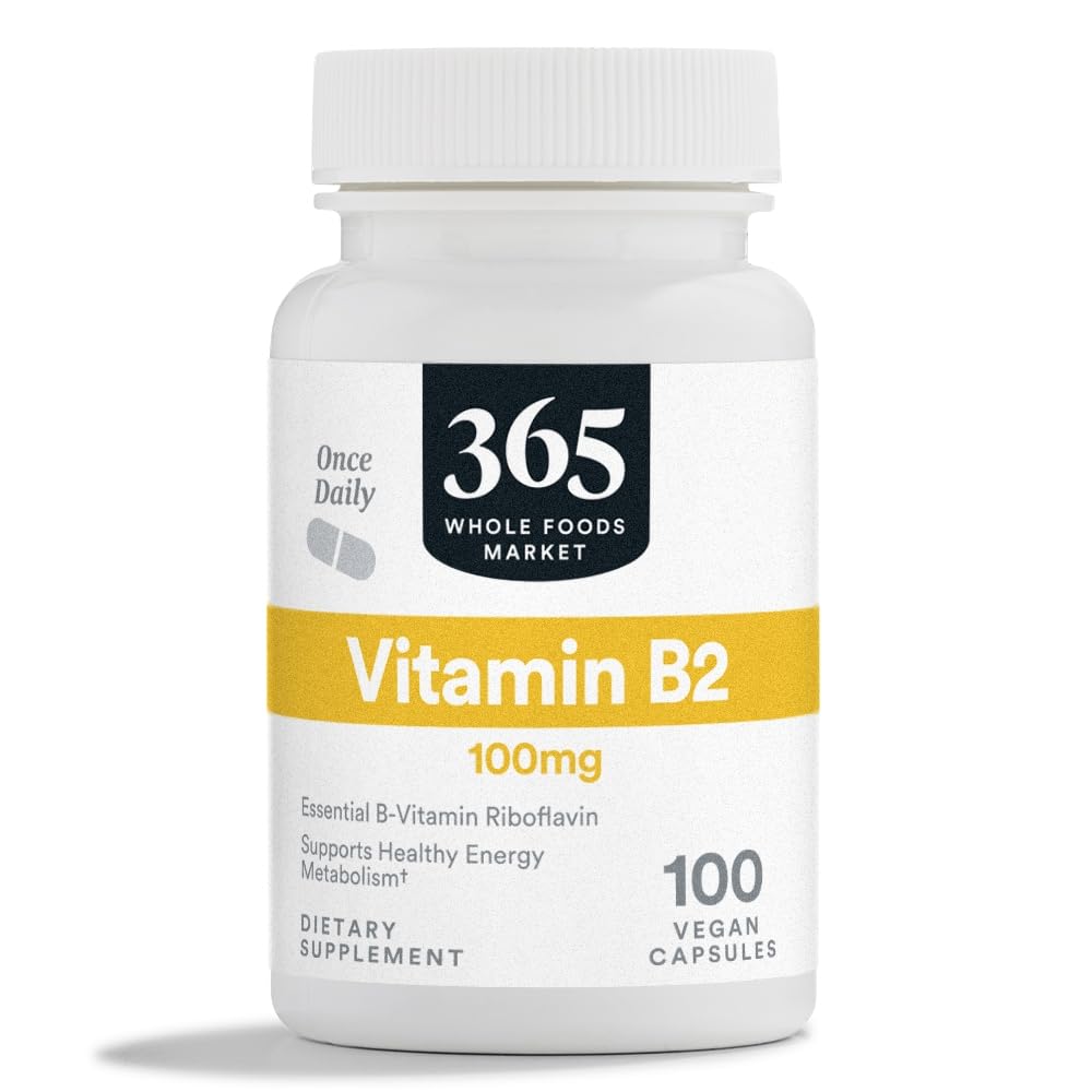 365 por mercado entero de alimentos, vitamina B2, 100 mg, 100 cápsulas vegetales