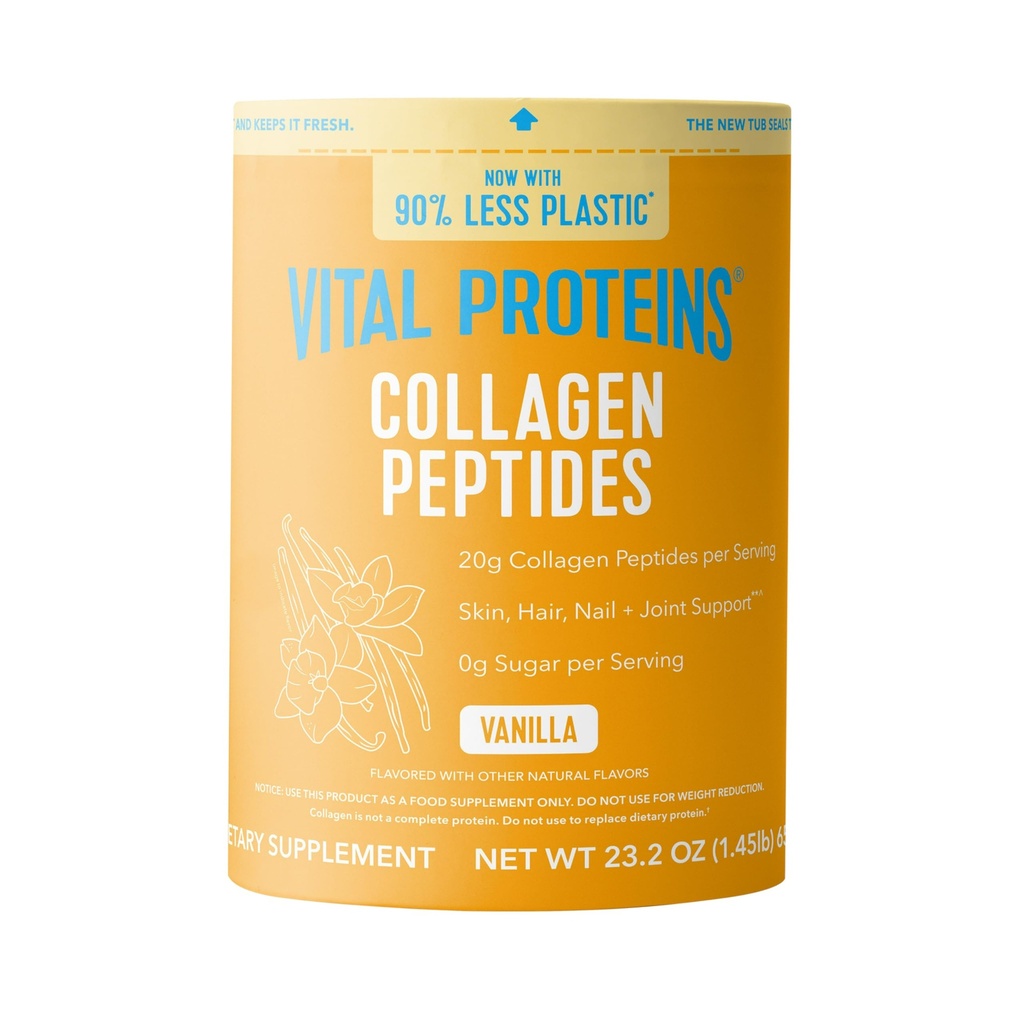 Péptidos de colágeno de proteínas vitales Polvo - Péptidos de colágeno de grano para el cabello, uñas, piel, huesos " salud conjunta, vainilla, 23,2 onzas