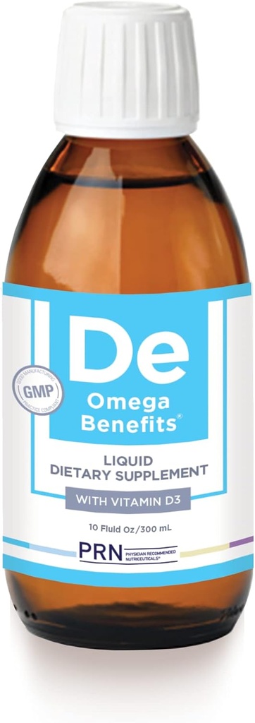 [BRSWKHYIOIOGCHDY] PRN DE Omega Beneficios Suplemento líquido - 10 oz, 60 días de suministro - Formulario de Triglicéridos Omega 3 reesterificado con EPA de 1680 mg, 560mg DHA & Vitamina D para soporte Ojo seco