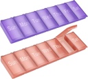 Organizador semanal de píldoras,2 Pack Grande Vitamina diaria Pill Box,Portable Travel Friendly 7 Day Pill Containers Medicine Holder,Handbag Outdoor Camping Small Pill Case for Supplements Fish Oill