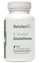RetzlerRx S-Acetyl Glutathione Suplemento 100 mg. por Capsule, Made in USA - 120 Acid-Resistant Capsules - Antioxidant Support - Non-GMO, Soy &amp; Gluten-Free / Bergaflow®, Pharmaceutical Grade