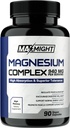 Magnesio Complejo, 210 mg Magnesio Elemental, Glycinate, Citrato " Malato, No GMO, Max Absorption, Muscle, Mood, Energy, 90 cápsulas Vegan