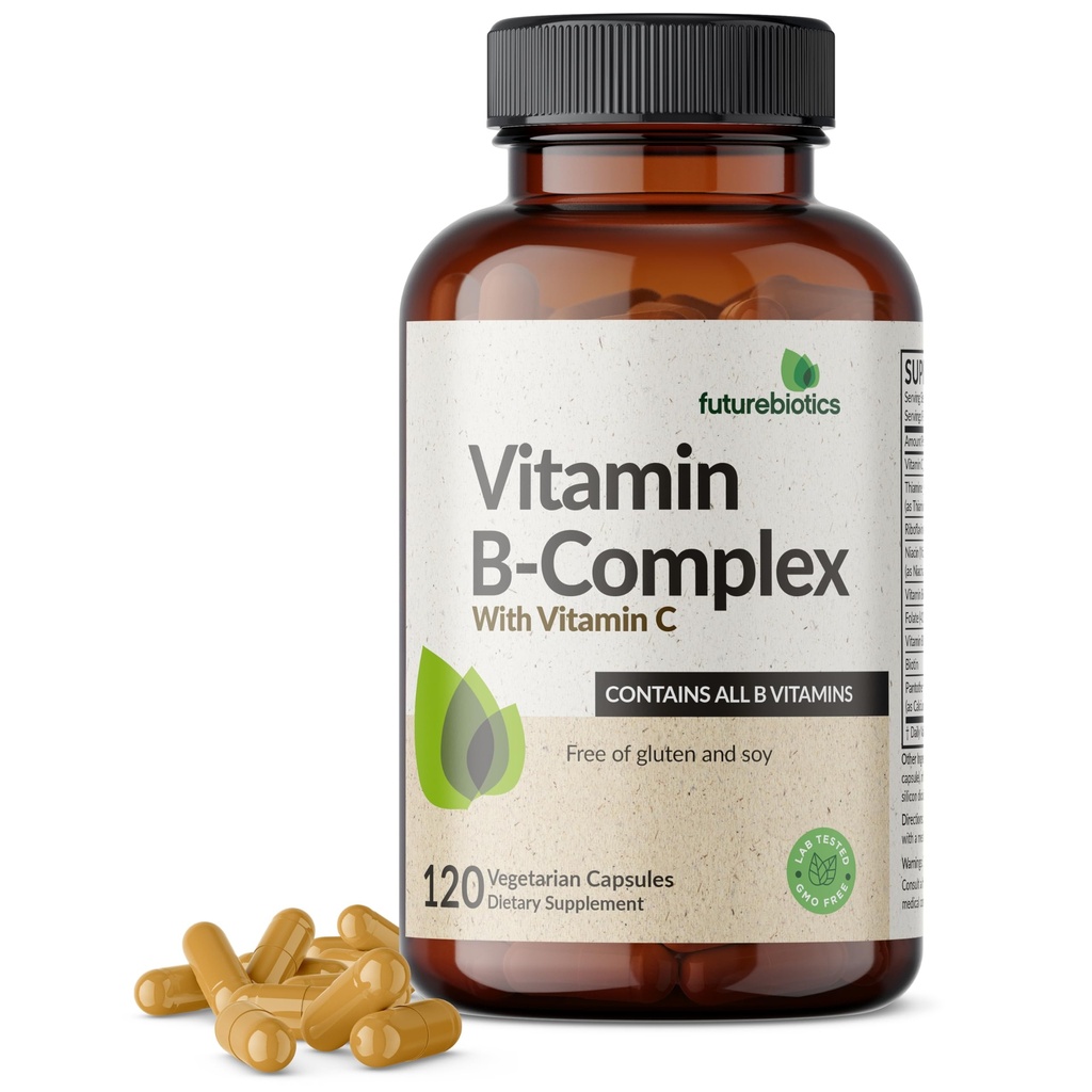 Futurebiotics Complejo Vitamina B con Vitamina C Apoya la Producción Energética, Sistema Nervous & Immune Support - Non-GMO, 120 cápsulas vegetarianas