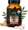 Orgánica Muscle Tongkat Ali para Hombres, 500 mg - Pure & Potent USDA Eurycoma Longifolia Root Suplemento 60 Cuenta – Wild Grown Hombres Salud Hormona Apoyo para el rendimiento masculino, Drive & Energizer