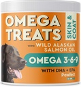 Omega 3 for Dogs (60 Chews) - Alaskan Salmon Fish Oil Treats for Dogs - Omega Fatty Acids - Skin and Coat Supplement - Dry Itchy Skin, Shedding & Alergy Relief