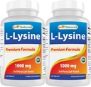 Mejores Naturales L-Lysine 1000mg 180 Tablets (180 Cuenta (Pack of 1)) (2 Botellas)