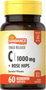 Sundance Vitamina C 1000mg con Rose Hips ← 60 Coated Caplets Silencio Timed Release Silencio Vegetariano, No GMO, y Gluten Suplemento gratuito