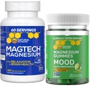 Natural Stacks Magtech Magnesium + Mood Magnesium Gummies Bundle - 4 Formas de Magnesio - Relajación, Salud Cerebro y Estrés Soporte* - 210 Cantidad Total