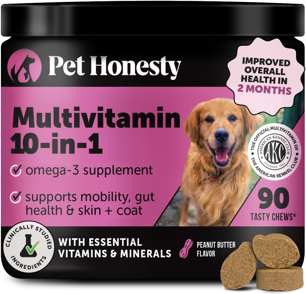 Suplemento de perros multivitamínicos, condroitina de Glucosamina para perros, probióticos, aceite de pescado omega, suplementos de perros y vitaminas, vitaminas para alergias a la piel y la carne, ( mantequilla de maní 90 ct)