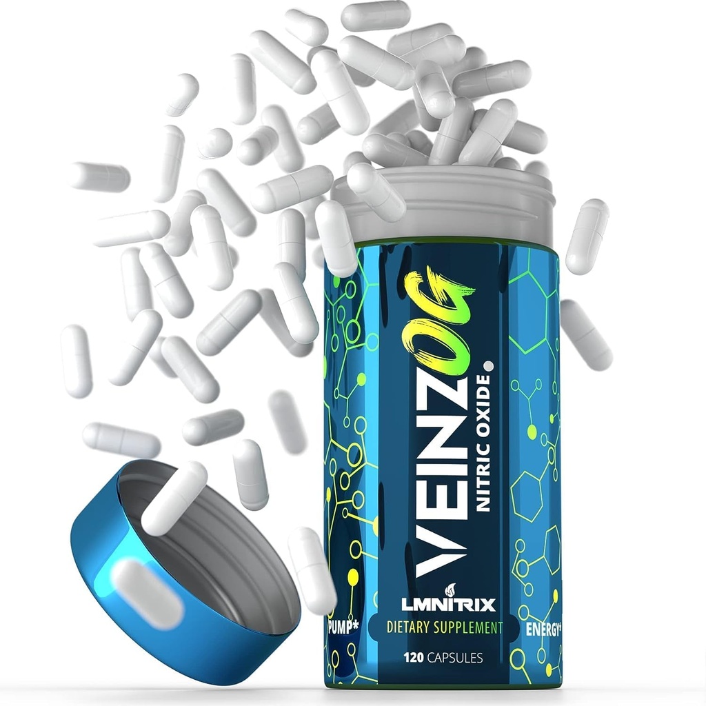 VEINZ Pills ✮ Nitric Oxide Suplemento con L-Arginina, L-Citrulline " ALA ✮ N.O. Booster Pump Pills ✮ Top Muscle Mass Pill for Men ✮ 120 Capsules