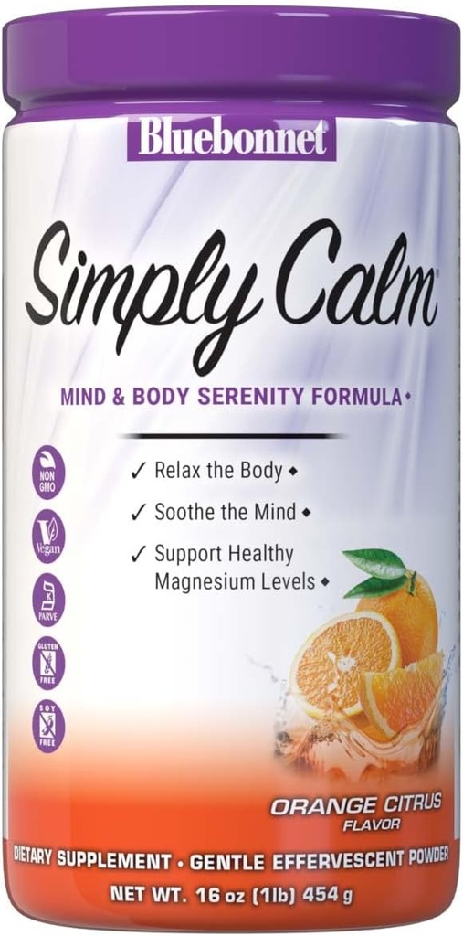 Bluebonnet Nutrition Easy Powder, For Calm*, Muscle Cramps*, Stress Relief*, Soy-Free, Gluten-Free, Non-GMO, Kosher Certified, Dairy-Free, Vegan, 16 oz, 82 Servings, Orange Citrus Flavor