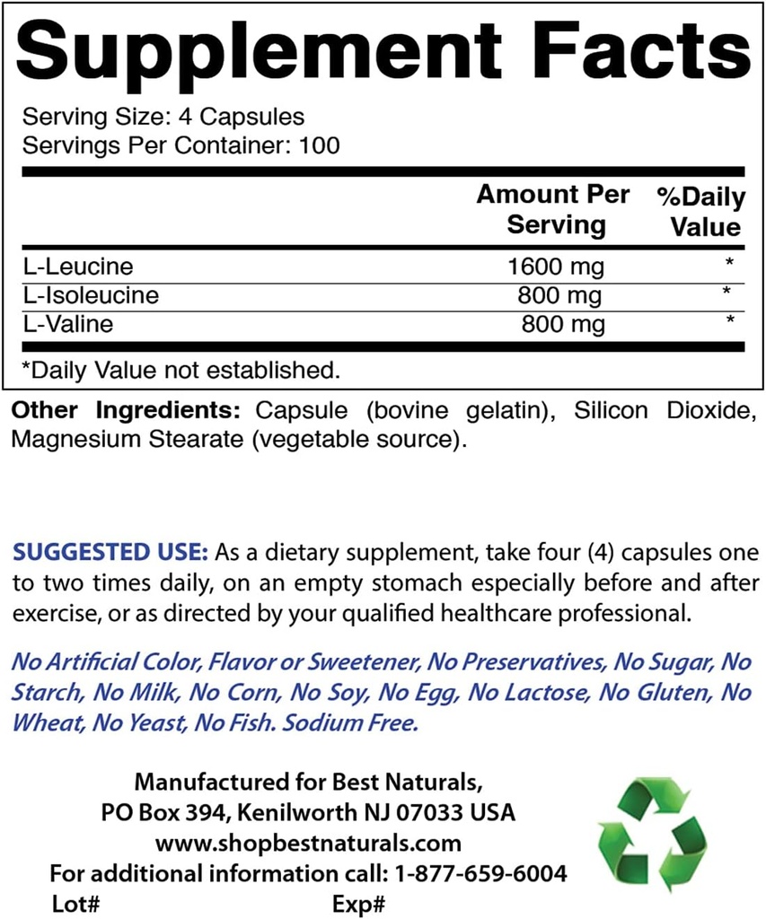 Best Naturals BCAA 3200mg & L-Glutamina 1000mg