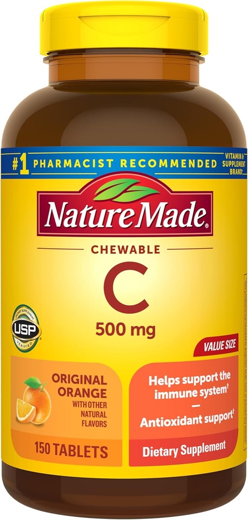 Vitamina C 500 mg Chewables, Naranja, 150 ct