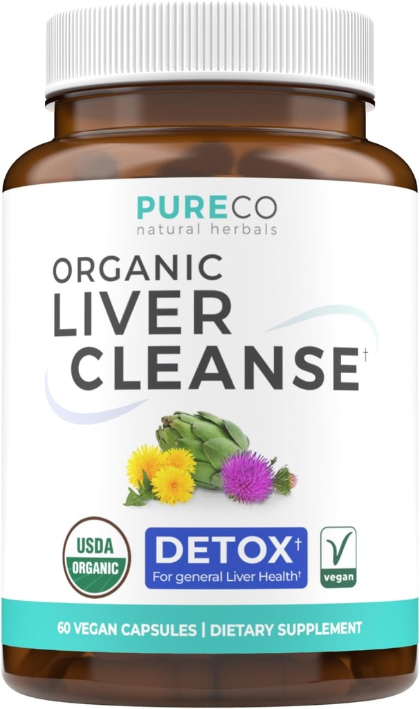 Orgánica de limpieza del hígado Detox " Reparación (Vegan, No GMO) Extracto de esteto de leche (80% Silymarin), Dandelion Root, Artichoke Leaf, Yellow Dock - Liver Health Support Suplemento - 60 cápsulas (Sin píldoras)