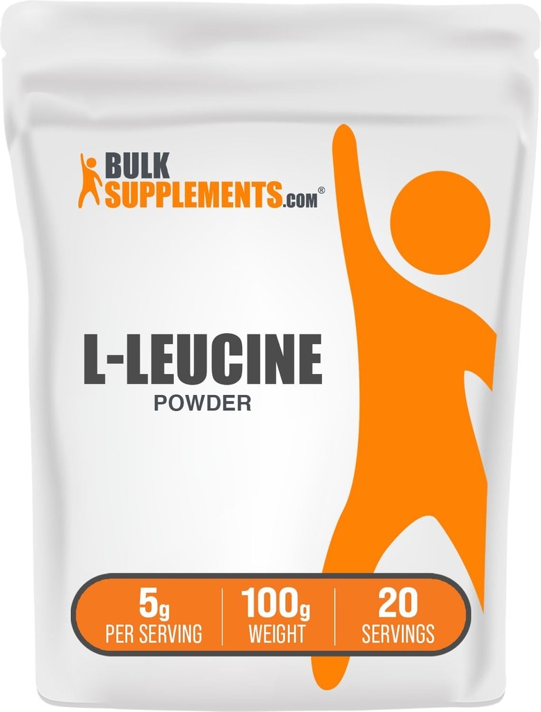 BulkSupplements.com L-Leucine Powder - Suplementos Leucine, Suplementos BCAA - Amino Acid Powder, Desflavorado, 5g por Serving, 100g (3.5 oz) (Pack of 1)