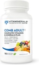 Vitaminarios CombAdult Integral Vitamina &amp; Mineral Fórmula ANTE No GMO TENIDO Cápsulas Veggie (180)