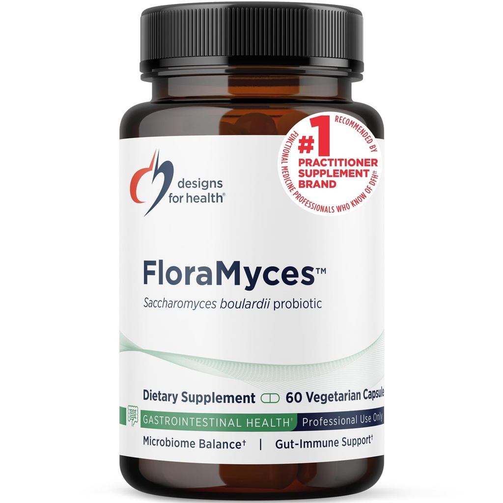 Designs for Health FloraMyces 500mg Saccharomyces Boulardii Probiotic - Gut Health Supplements - Shelf-Stable Digestive Probiotics for GI Health - Dairy-Free, Vegan Probiotic (60 Capsules)