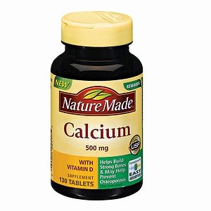 Calcio hecho de la naturaleza, 500 mg, Con vitamina D, Tablas, 130 Cuenta (Pack of 3)