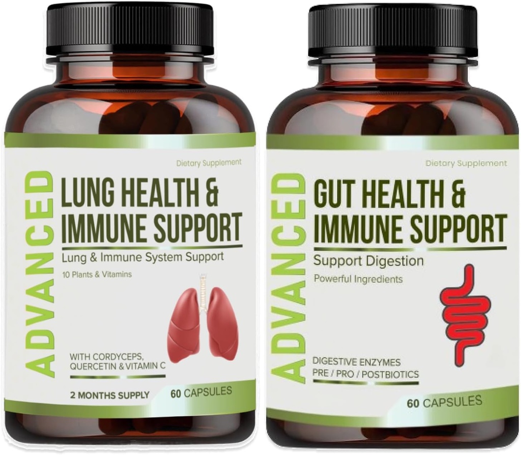 Lung Health & Immune Support Supplement - Lung Cleanse and Detox With Immunity Vitamins For Better Lungs, Immune Defense, Clear Lungs & Deep Breathing including Quercetin & Cordyceps. Suministro de dos meses