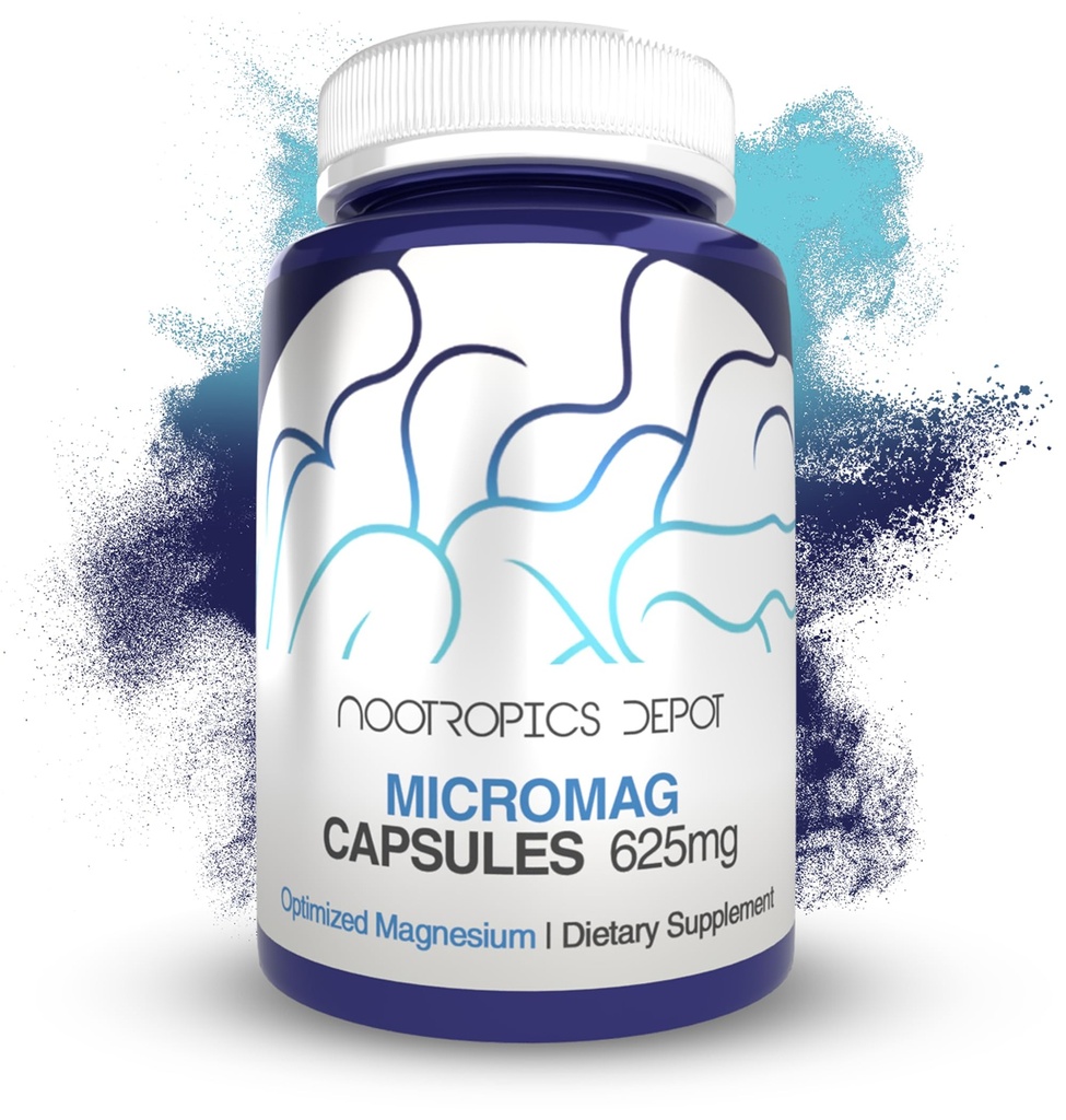 Nootropics Depot MicroMag Magnesium Capsules ← 625mg  90 Contiene 200mg de Magnesio Elemental