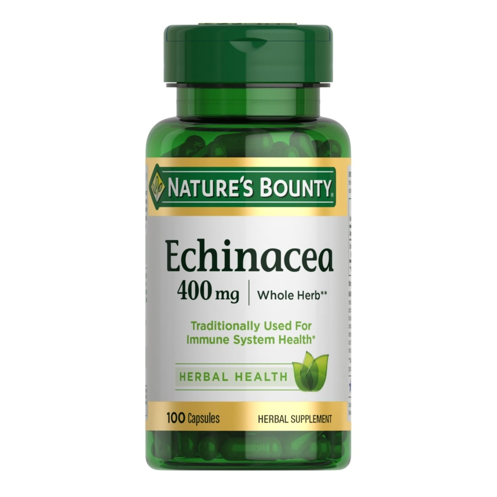Bounty Echinacea de la naturaleza, suplemento herbal, soporta la salud inmune, 400mg, 100 cápsulas