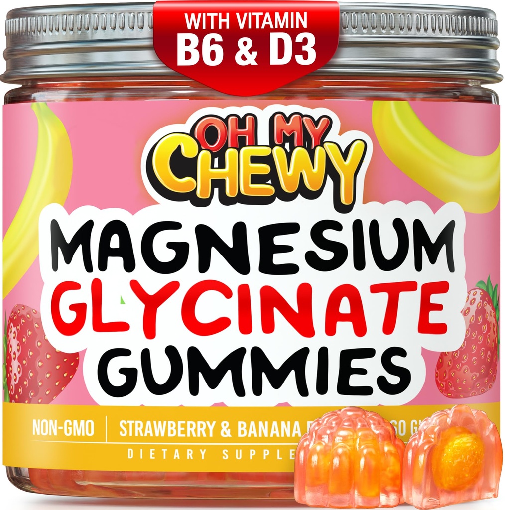 Centro-Filled Magnesium Glycinate Gummies 400MG - High Absorption for Kids, Adolescents & Adults - Suplemento para el sueño, la calma y la relajación muscular con B6 &amp; D3 - Gluten Free &amp; Vegan Friendly - 60 Condes