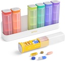 Organizador semanal de píldoras 3X al día, Caja de píldoras desmontable 7 días, Caso de gran 3 veces diarios de píldoras, Contenedor de píldoras de viaje, dispensador de medicamentos semana Pillbox para suplemento de vitamina Medicina, blanco