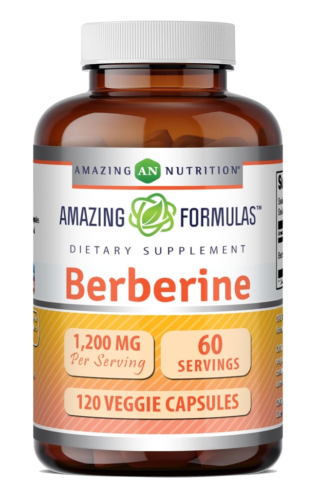 Fórmulas asombrosas Suplemento bereberina ← 1200 Mg per Serving ← Veggie Capsules ← No-GMO TENIDO Gluten-Free TEN Made in USA (1 Pack, 120 Cuenta)