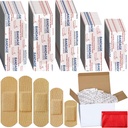 Lounsweer 2000 Pcs Fabric Adhesive Bandages Vaiety Pack Bulk surtidos Tamaños Flexible Tejido de parche transpirable Bandages for Family First Aid Skin Wrap Finger Wound, Natural