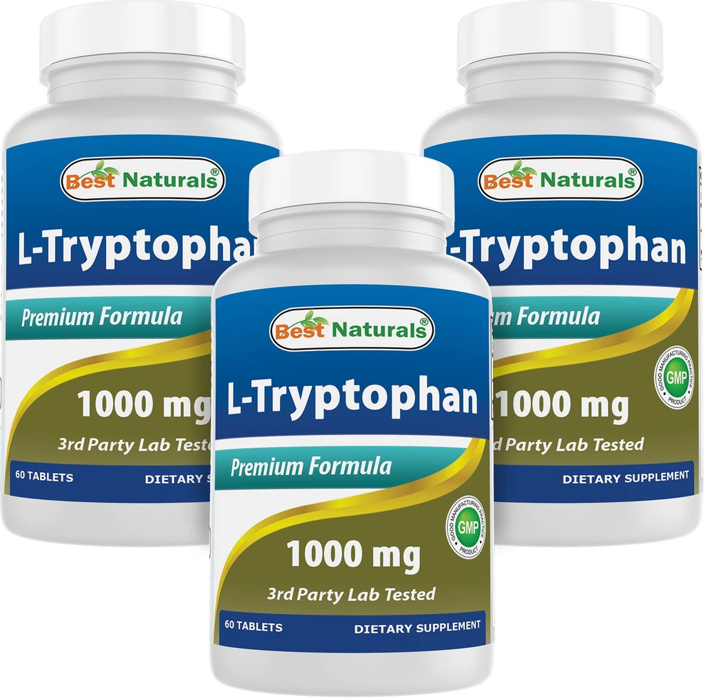 Best Naturals L-Tryptophan 1000 mg 60 Tablets (60 Count (Pack of 3))