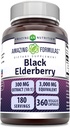 Fórmulas Asombrosas Sambucus Black Elderberry ← 300 Mg Extracto 10:1 (3000 Mg Equivalente) Silencio Veggie Capsules ← Non-GMO TEN Gluten-Free TEN Made in USA (1 Pack, 360 Count)