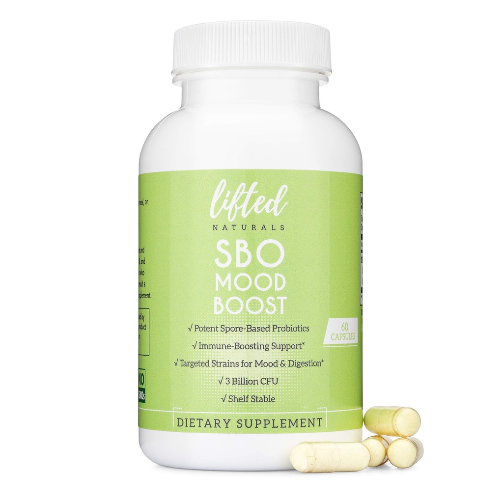 Probióticos probióticos basados en esporas elevados - Boost de SBO Mood - Basado en el suelo - Digestión " Mood natural Support - Histamine-Free - 60 Day Supply, Non-GMO, sin lácteos, sin gluten, Vegan