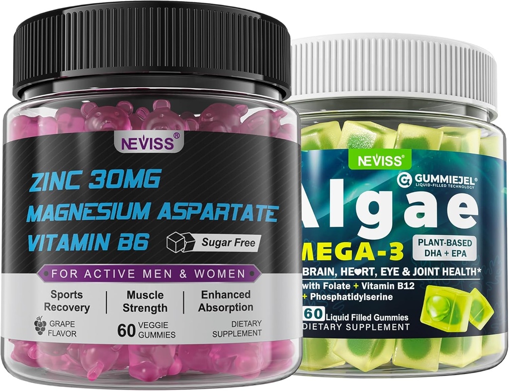 Vegan Omega 3 Gummies con Zinc y Magnesio Suplemento