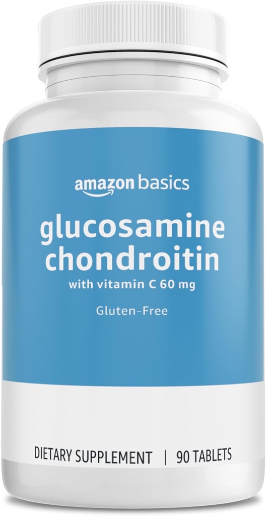 Amazon Basics - Condroitina de Glucosamina, 1500 mg, con vitamina C 60 mg, 90 Tabletas (2 por por porción), Gluten Free