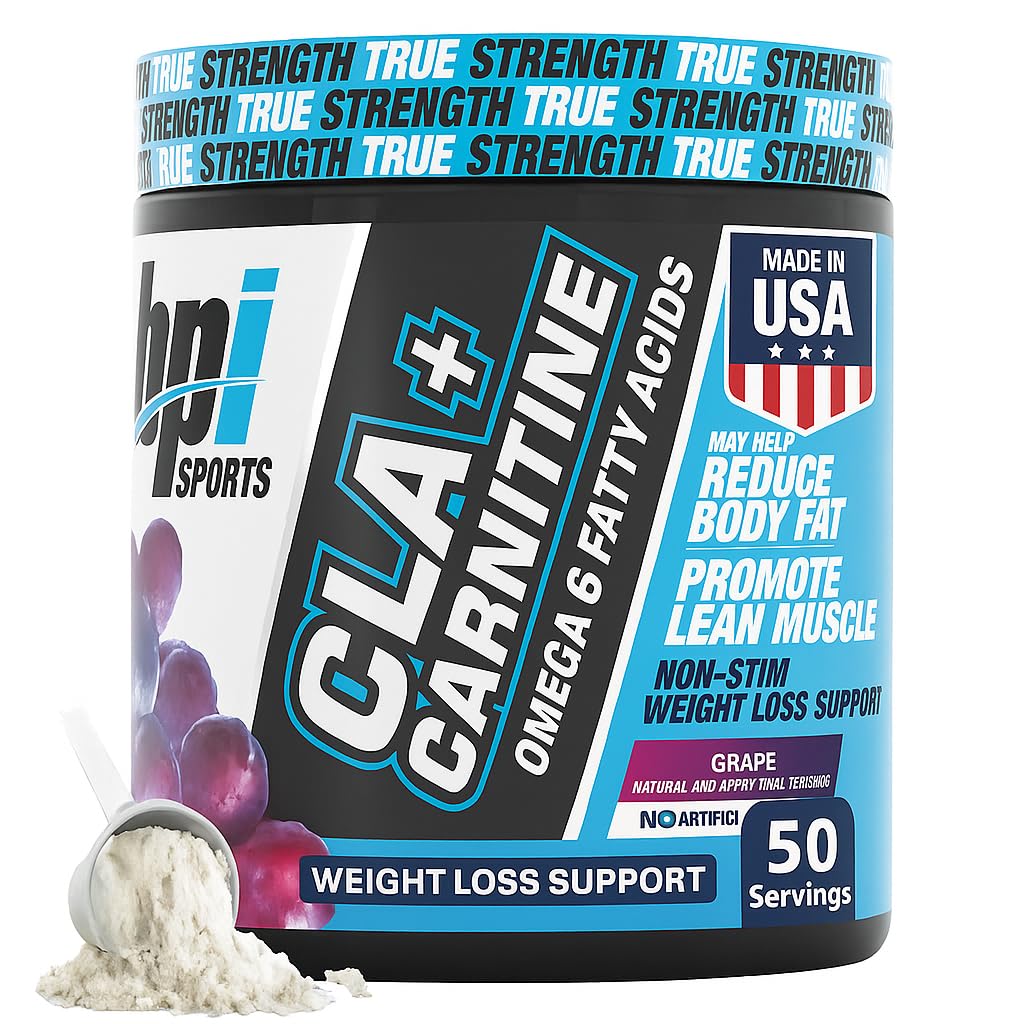 BPI Sports CLA+Carnitine – CLA L Carnitine " Linoleic Acid – L Carnitine Supplement for Weight Loss, Metabolism " Lean Muscle – Caffeine Free – Grape – 50 Servings – 12.34 oz