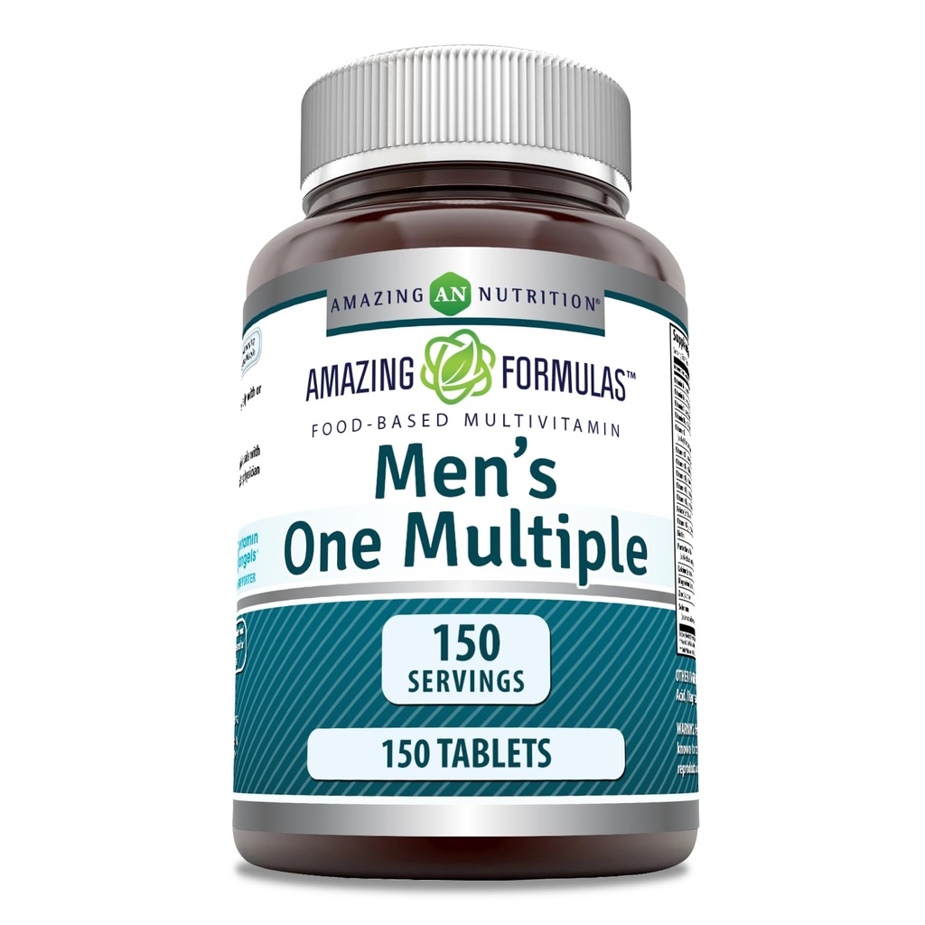 Fórmulas Asombrosas Suplemento Multivitamínico para Hombres TENIDO Alimento Basado TENIDO 150 Tablets TEN Perfect Blend of Vitamins, Minerals &amp; Probiotics TEN NO-GMO TEN Gluten-Free TEN Made in USA