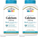 21st Century Calcium Plus D3 Liquid Filled Softgel, 1200 mg, 90 Cuenta (Pack of 2)