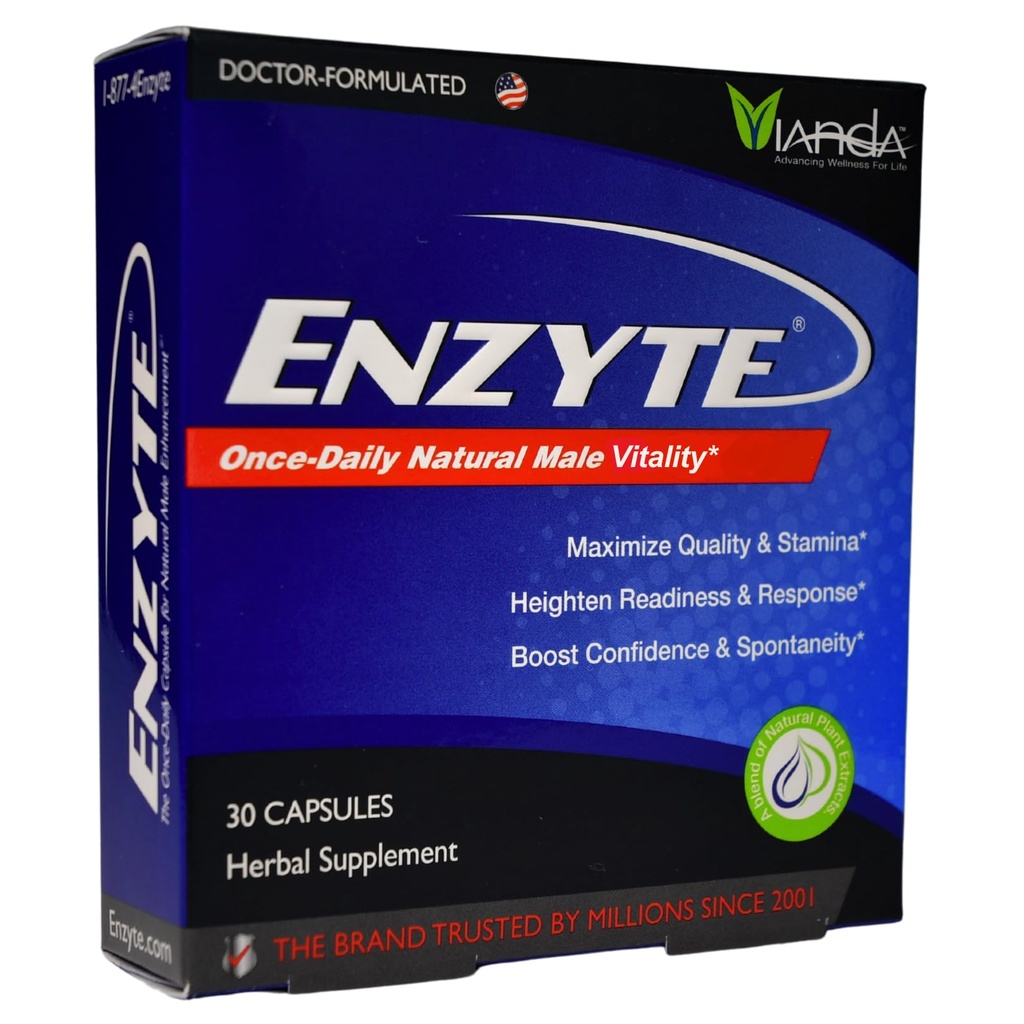 Enzyte® Natural Male Vitality Support Silencio Daily Supplement for Men’s Health with Asian Ginseng, Ginkgo Biloba, Grape Seed, Epimedium, Muira Puama - 30 Capsules, 30 Day Supply