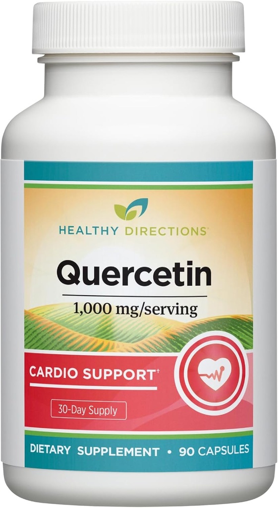 Instrucciones saludables Suplemento de Quercetina - 1.000 mg/Serving, 90 cápsulas Vegan para la salud cardiovascular (30-Day Supply)