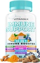 10-in-1 Immune System Support Booster with Elderberry, D3, Selenium, Quercetin, Zinc, Vitamina C, Ginger, Turmeric Curcumin, B6, Echinacea – Natural Immune Defense – Made in USA (60 Count (Pack of 1))