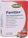 Flora - Ferritin+ Planta de hierro, ayuda a mantener niveles saludables de hierro, no estreñidos, altamente absorbibles, apoya la energía " Claridad mental " , Suplemento Vegan de hierro, 10 cápsulas desactivadas