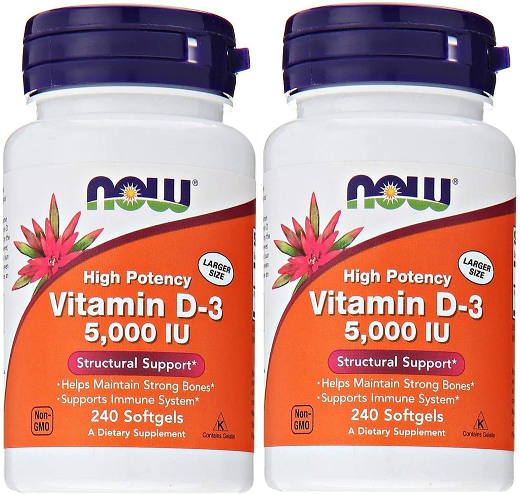 Ahora Alimentos Vitamina D3 5.000 UI, 240 softgels (Pack de 2)