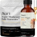 Auri Energy & Immune Boost Pack Super Mushroom Daily Gummies Cordyceps Elixir Bundle - Daily Wellness for Focus, Stamina y Longevity - 60 Gummies + 60ml Tincture