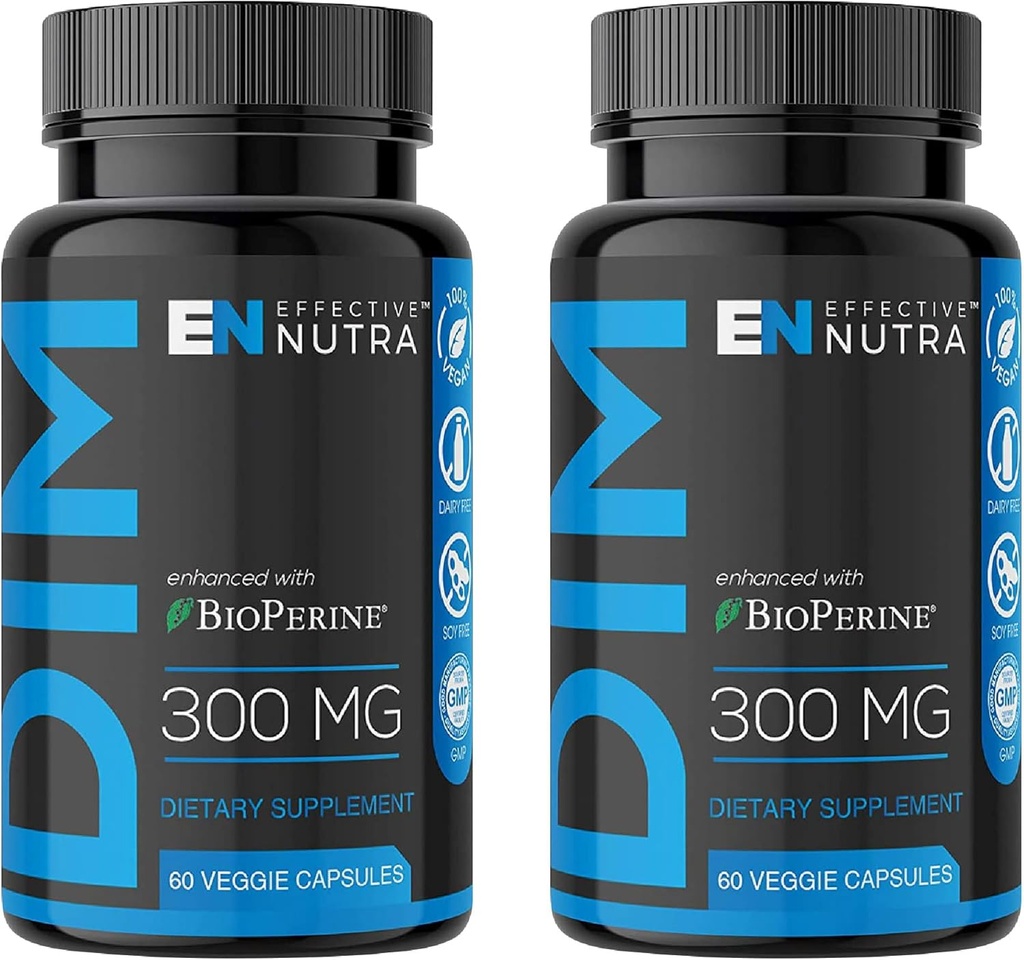 Suplemento Dim 300mg - Extra Strength Diindolylmethane DIM for Men & Women + BioPerine - Estrógeno Blocker for Men & Women - Estrógeno Balance, Hormona, Menopause, Acne, PCOS (2 Pack)