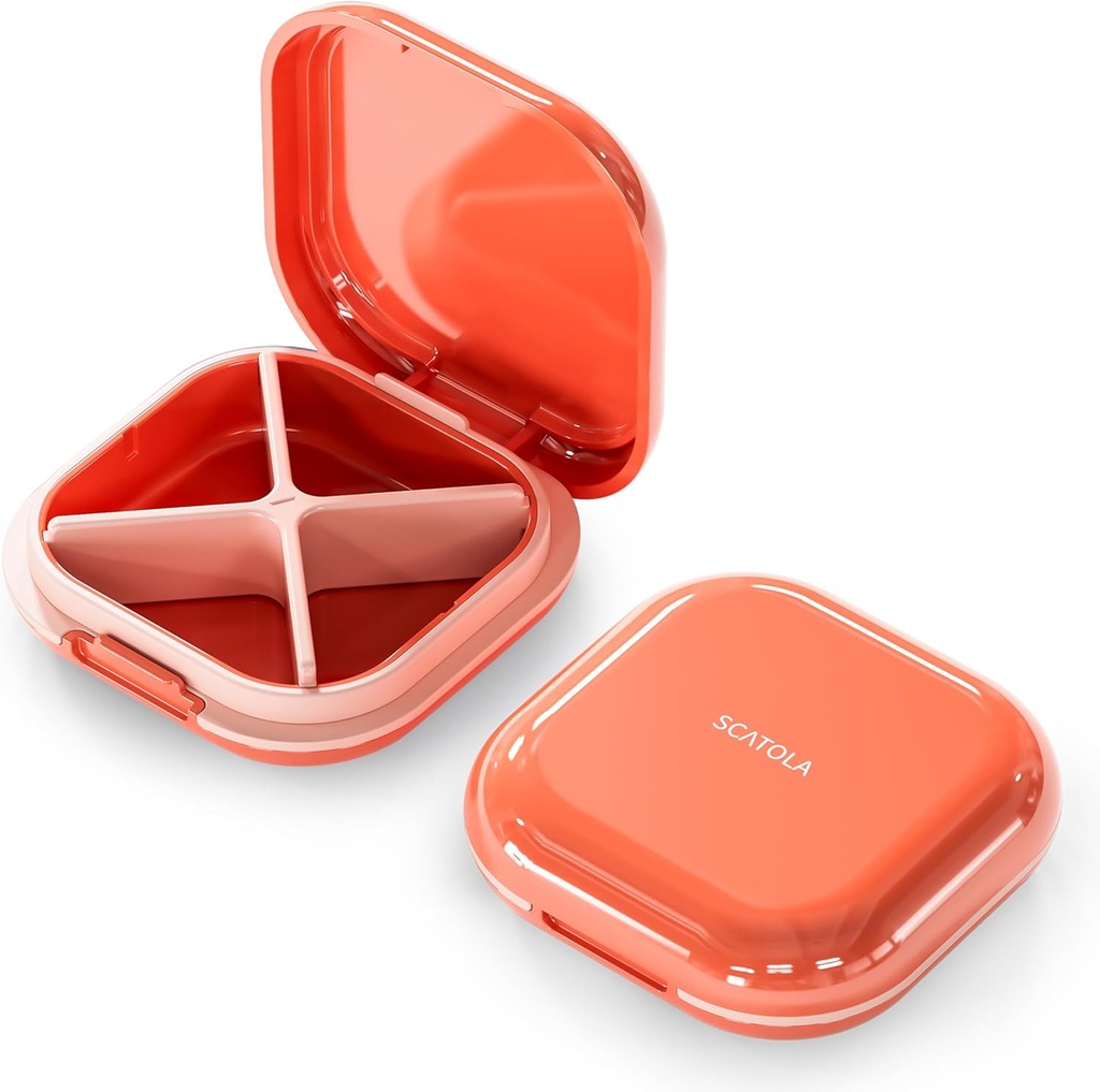 Caja pequeña de pill, Caja de Píldora de Viajes, Organizador de Píldoras portátiles, Contenedor de Píldora para Pócket 4 Compartimientos, Contenedor diario de medicina de viaje compacto para vitaminas