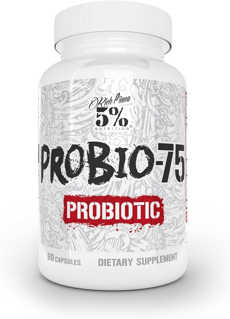 5% Nutrición Rich Piana Probio-75 Billion CFUs fort Vegan, 14 Strains únicos