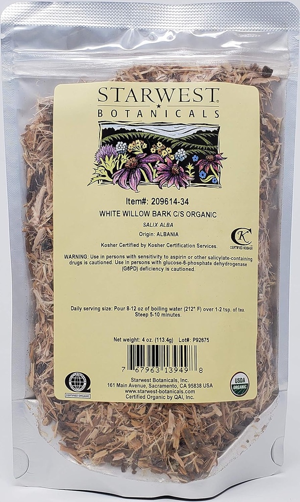 Botánicos de Starwest Corte de Willow blanco orgánico " , 4 onzas